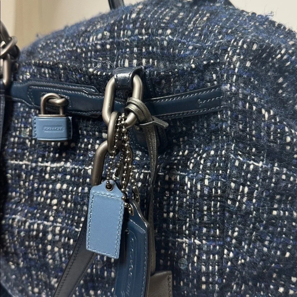Coach Chelsea Boucle Mersin tweed shoulder tote blue tones large purse
